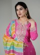 Pink Embroidered Gharara Set With Multi Color Dupatta